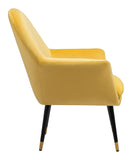 Zuo Modern Alexandria 100% Polyester, Plywood, Steel Modern Commercial Grade Accent Chair Yellow, Black, Gold 100% Polyester, Plywood, Steel