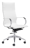 Zuo Modern Glider 100% Polyurethane, Plywood, Steel, Aluminum Alloy Modern Commercial Grade High Back Office Chair White, Silver 100% Polyurethane, Plywood, Steel, Aluminum Alloy