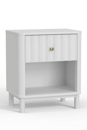 Alpine Furniture Stapleton 1 Drawer Nightstand, White 2090-02 White Mahogany Solids & Veneer 22 x 15 x 26