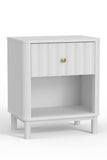 Alpine Furniture Stapleton 1 Drawer Nightstand, White 2090-02 White Mahogany Solids & Veneer 22 x 15 x 26