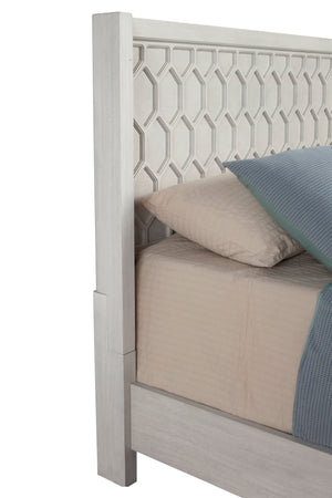 Denver California King Panel Bed – Chic Honeycomb Design, Versatile Gray Finish for Any Bedroom Style