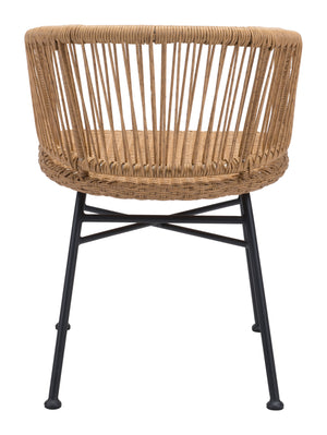 Zuo Modern Zaragoza Steel, Polyethylene Modern Commercial Grade Dining Chair Set - Set of 2 Natural, Black Steel, Polyethylene