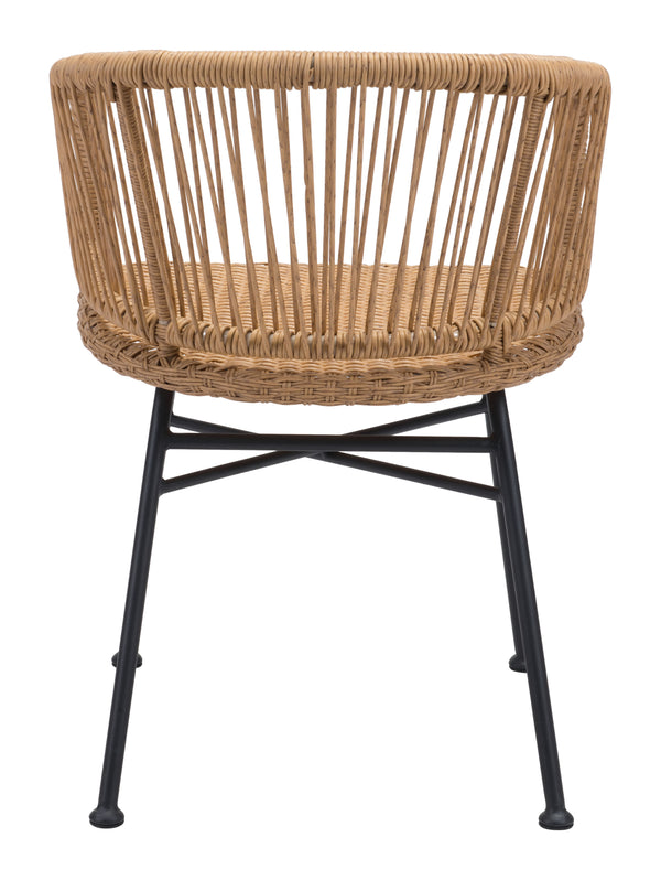 Zuo Modern Zaragoza Steel, Polyethylene Modern Commercial Grade Dining Chair Set - Set of 2 Natural, Black Steel, Polyethylene