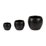 Sagebrook Home Contemporary Resin, Set of 3 -  11/14/20"d Nested Planters, Black 16857-02 Black Polyresin