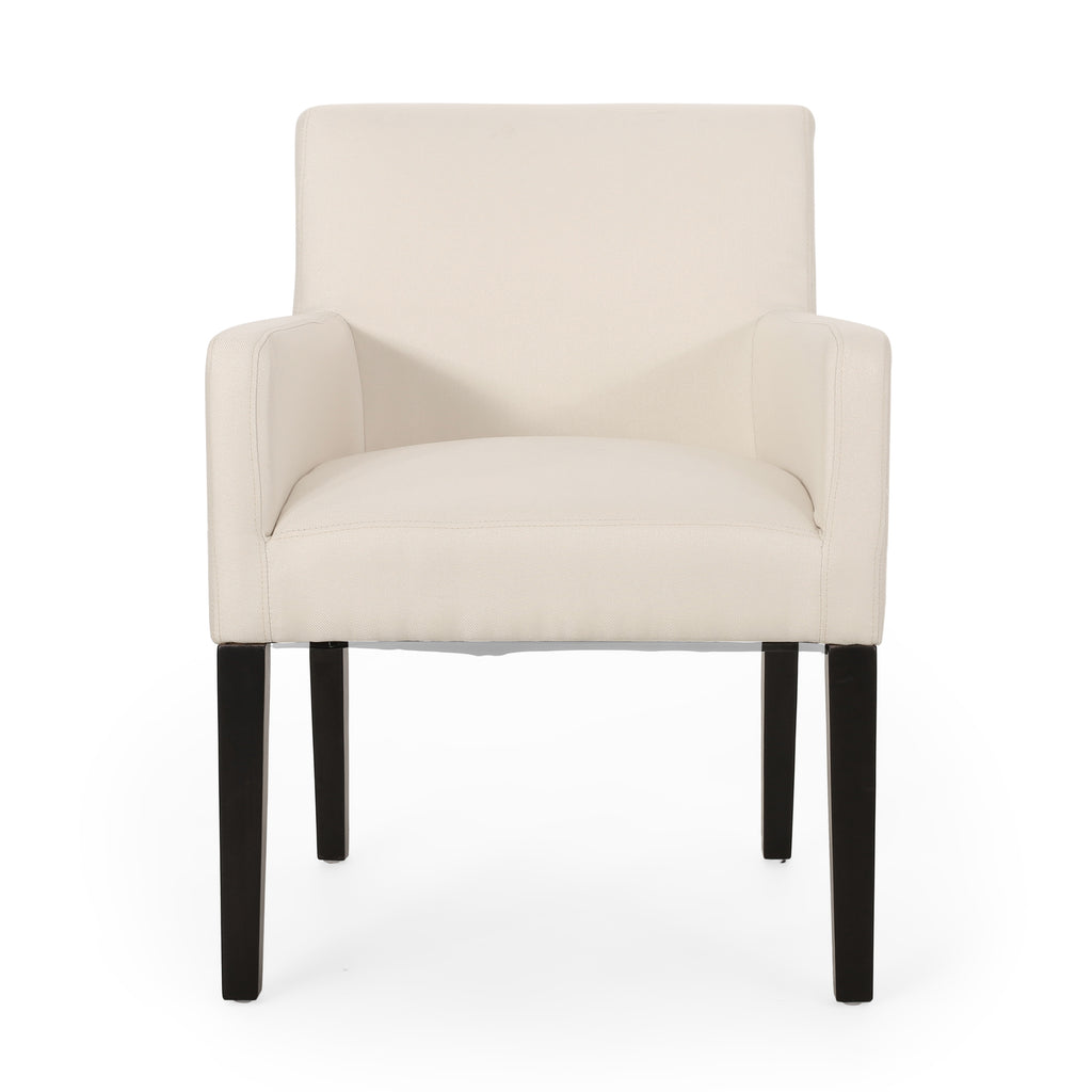 McClure Contemporary Upholstered Armchair, Beige and Espresso Noble House