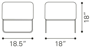 Zuo Modern Plush 100% Polyurethane, Plywood, Steel Modern Commercial Grade Ottoman Silver, Chrome 100% Polyurethane, Plywood, Steel