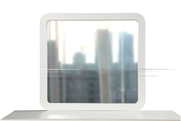 Nova Mirror in Elegant Chalk White – Fully Assembled Mahogany Design, Attaches to Dresser