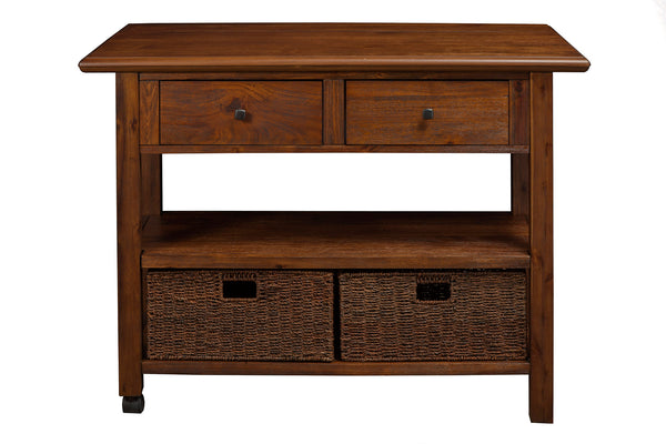 Alpine Furniture Caldwell Kitchen Cart, Antique Cappuccino 6079-05 Antique Cappuccino Acacia Solids & Veneer 28 x 48 x 36