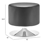 Zuo Modern Plump 100% Polyurethane, Plywood, Steel Modern Commercial Grade Ottoman Black, Chrome 100% Polyurethane, Plywood, Steel