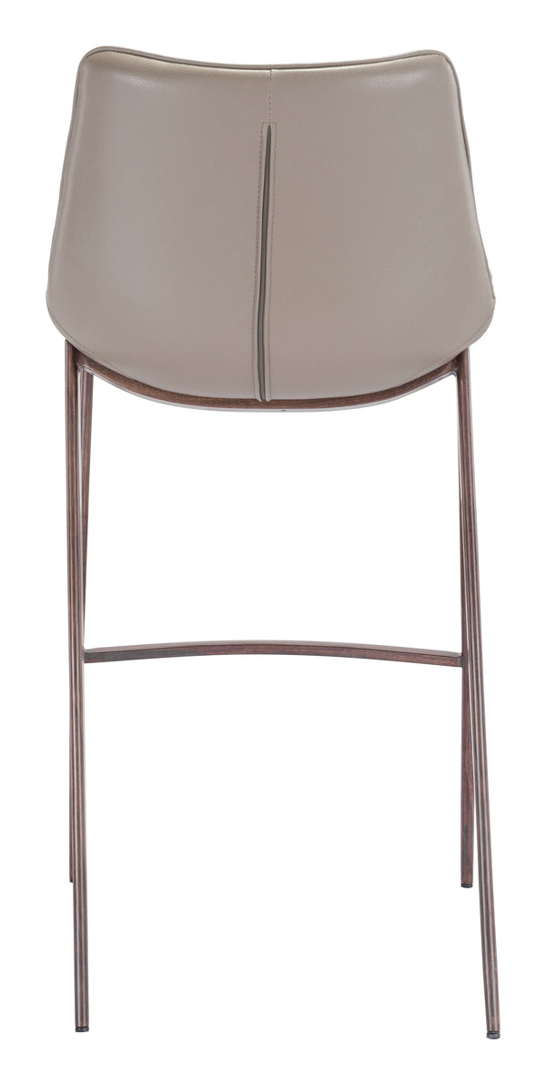 Zuo Modern Magnus 100% Polyurethane, Plywood, Steel Modern Commercial Grade Barstool Set - Set of 2 Gray, Walnut 100% Polyurethane, Plywood, Steel