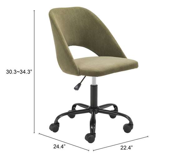 Zuo Modern Treibh 100% Polyester, Plywood, Steel Modern Commercial Grade Office Chair Olive Green, Black 100% Polyester, Plywood, Steel