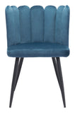 Zuo Modern Adele 100% Polyester, Plywood, Steel Modern Commercial Grade Dining Chair Set - Set of 2 Blue, Black 100% Polyester, Plywood, Steel