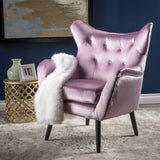 Seigfried Mid Century Light Lavender Velvet Arm Chair Noble House