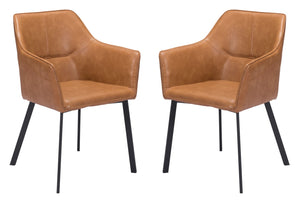 Zuo Modern Loiret 100% Polyurethane, Plywood, Steel Modern Commercial Grade Dining Chair Set - Set of 2 Brown, Black 100% Polyurethane, Plywood, Steel