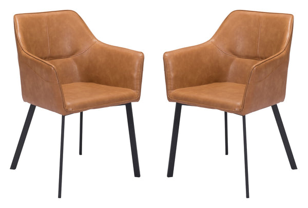 Zuo Modern Loiret 100% Polyurethane, Plywood, Steel Modern Commercial Grade Dining Chair Set - Set of 2 Brown, Black 100% Polyurethane, Plywood, Steel