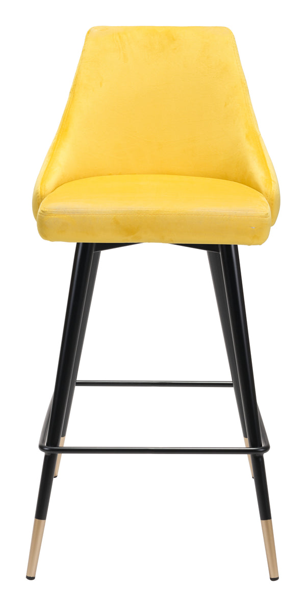 Zuo Modern Piccolo 100% Polyester, Plywood, Steel Modern Commercial Grade Counter Stool Yellow, Black, Gold 100% Polyester, Plywood, Steel