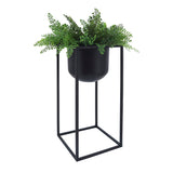 Sagebrook Home Contemporary Metal, Set of 2 -  10/12"d Planters, Black 16564 Black Iron