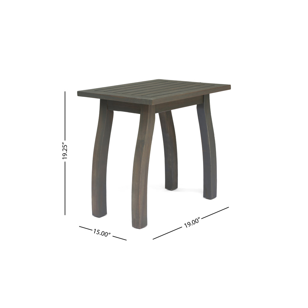 Selma Outdoor Acacia Wood Accent Table, Gray Finish Noble House