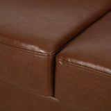 Drury Contemporary Channel Stitch 3 Seater Sofa with Nailhead Trim, Cognac Brown and Dark Brown Noble House