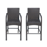 Cascada Outdoor Wicker Barstool Chair, Multi-Brown Noble House