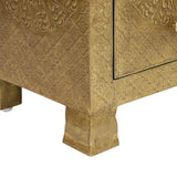 Upson Handcrafted Boho 3 Drawer Nightstand, Gold Noble House