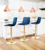 Zuo Modern Prima 100% Polyester, Plywood, Steel Modern Commercial Grade Barstool Dark Blue, Gold 100% Polyester, Plywood, Steel