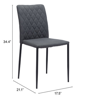 Zuo Modern Harve 100% Polyurethane, Plywood, Steel Modern Commercial Grade Dining Chair Set - Set of 2 Gray, Black 100% Polyurethane, Plywood, Steel