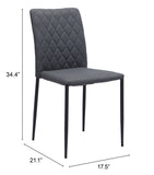 Zuo Modern Harve 100% Polyurethane, Plywood, Steel Modern Commercial Grade Dining Chair Set - Set of 2 Gray, Black 100% Polyurethane, Plywood, Steel