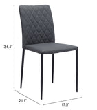 English Elm EE2753 100% Polyurethane, Plywood, Steel Modern Commercial Grade Dining Chair Set - Set of 2 Gray, Black 100% Polyurethane, Plywood, Steel