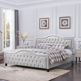 Virgil Fully-Upholstered Traditional King-Sized Bed Frame, Light Gray Noble House