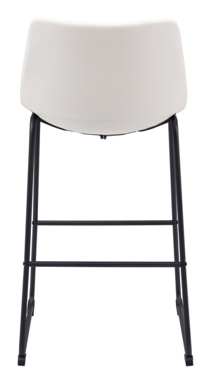 Zuo Modern Smart 100% Polyurethane, Plywood, Steel Transitional Commercial Grade Barstool Set - Set of 2 Distressed White, Black 100% Polyurethane, Plywood, Steel