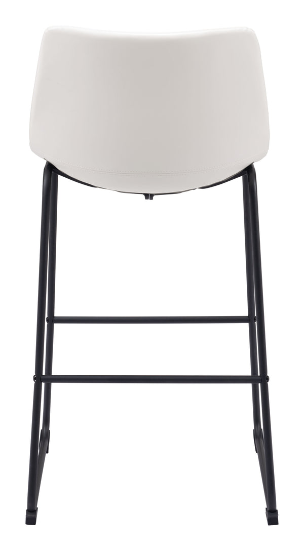 Zuo Modern Smart 100% Polyurethane, Plywood, Steel Transitional Commercial Grade Barstool Set - Set of 2 Distressed White, Black 100% Polyurethane, Plywood, Steel