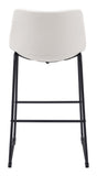 Zuo Modern Smart 100% Polyurethane, Plywood, Steel Transitional Commercial Grade Barstool Set - Set of 2 Distressed White, Black 100% Polyurethane, Plywood, Steel