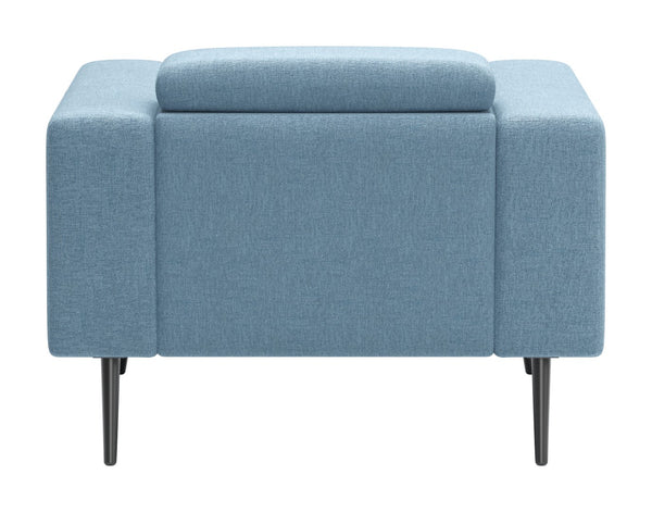 Zuo Modern Milan 100% Polyester, Plywood, Pine Wood Modern Commercial Grade Arm Chair Blue, Black 100% Polyester, Plywood, Pine Wood