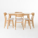 Noble House Iriat Mid-Century Modern 5 Piece Dining Set, Light Beige and Natural Oak