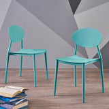Noble House Westlake Outdoor Plastic Chairs (Set of 2), Teal