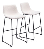 Zuo Modern Smart 100% Polyester, Plywood, Steel Transitional Commercial Grade Barstool Set - Set of 2 Ivory, Black 100% Polyester, Plywood, Steel