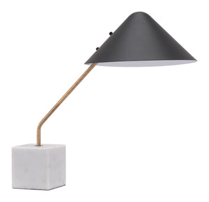 Zuo Modern Pike Steel, Marble Modern Commercial Grade Table Lamp Black, Brass, White Steel, Marble