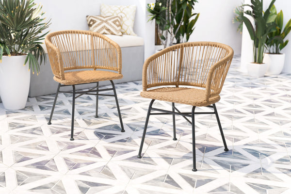 Zuo Modern Zaragoza Steel, Polyethylene Modern Commercial Grade Dining Chair Set - Set of 2 Natural, Black Steel, Polyethylene