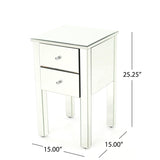 Amara Mirror Finished 2 Drawer Side Table Noble House