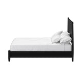 Alpine Furniture Flynn Mid Century Modern Full Size Panel Bed, Black 966BLK-08F Black Mahogany Solids & Okoume Veneer 59 x 81 x 52