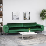 Croydon Modern Glam 4 Seater Velvet Sofa, Emerald and Silver Noble House