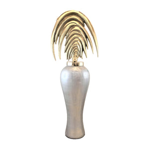 Sagebrook Home Contemporary Glass, 51" Mid- Century Floor Vase, Gray/gold Kd 17850-02 Gray Glass