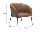 Zuo Modern Quinten 100% Polyester, Plywood, Steel Modern Commercial Grade Accent Chair Vintage Brown, Black 100% Polyester, Plywood, Steel