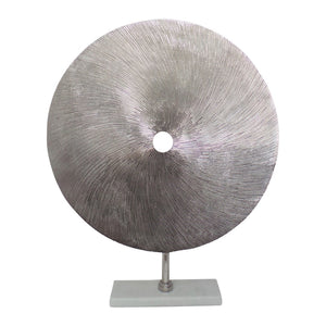 Sagebrook Home Glam Metal 24" Swirly Disc W/ Stand, Silver 15285-02 Silver Metal