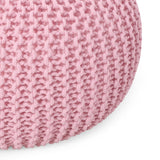Abena Modern Knitted Cotton Round Pouf, Pink Noble House