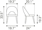 Zuo Modern Miami 100% Polyester, Plywood, Steel Modern Commercial Grade Dining Chair Set - Set of 2 Gray, Black, Gold 100% Polyester, Plywood, Steel