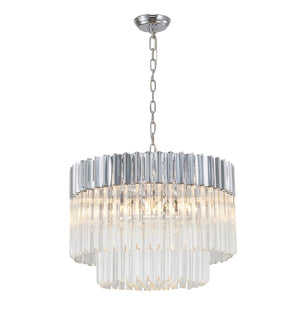 Bethel Chrome Chandelier in Stainless Steel & Crystal