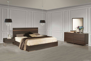 VIG Furniture Eastern King Nova Domus Benzon Italian Modern Dark Rovere Bedroom Set VGACBENZON-SET-EK