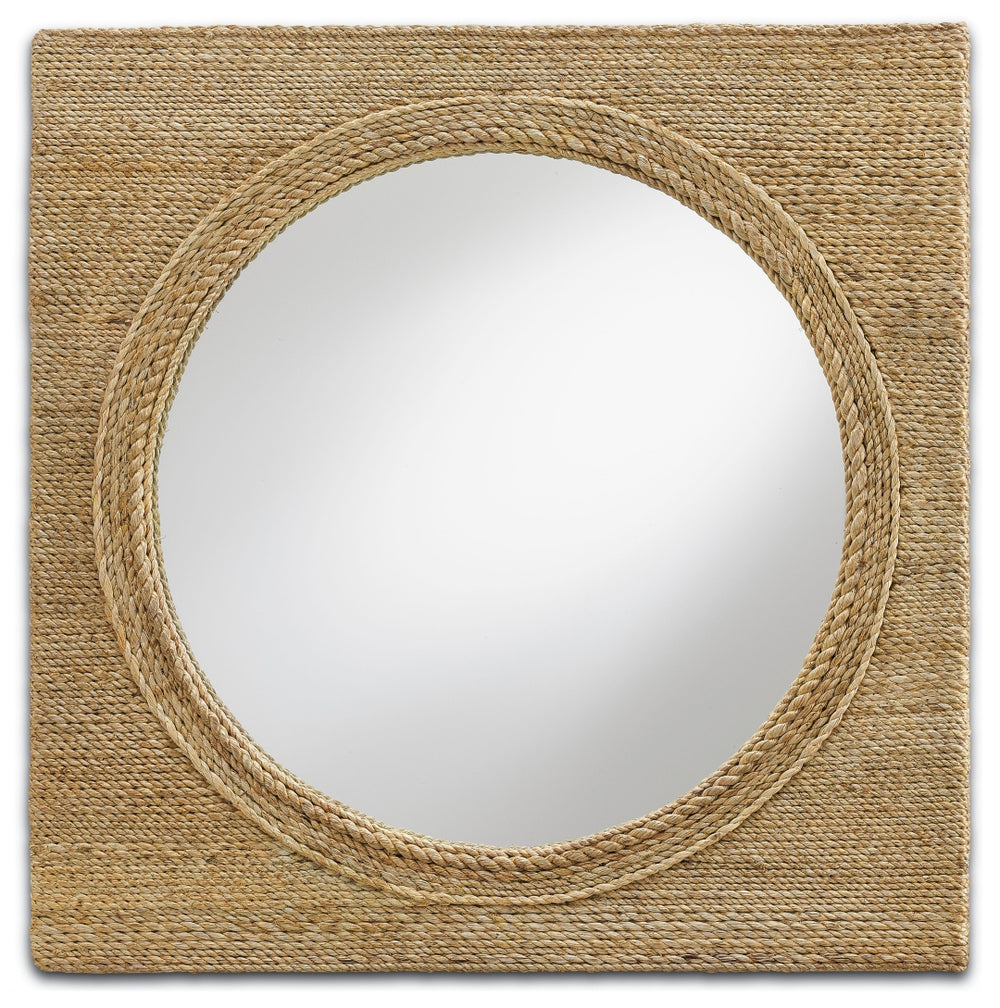 Tisbury Nautical Small Mirror - Coastal Decor with Abaca Rope Frame, Perfect for Beach-Inspired Spaces